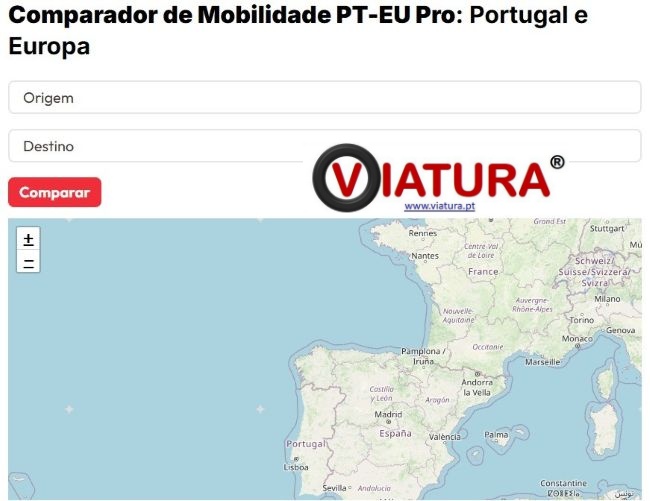 Comparador de Mobilidade PT-EU Pro: Portugal e Europa